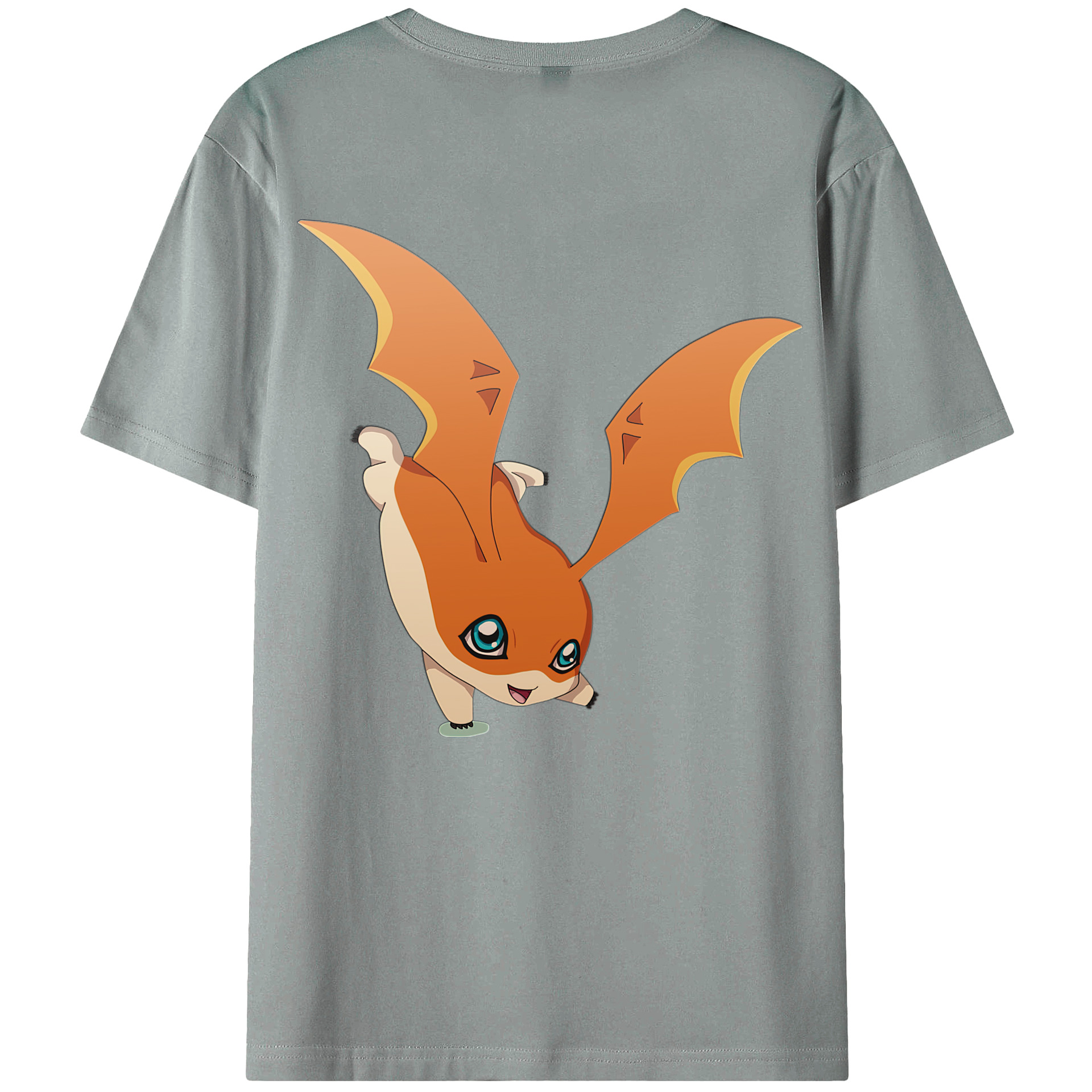 （画像用） Digimon デジタルモンスター/デジモン 綿100％ メンズ半袖Tシャツ（バックプリント） 通気性